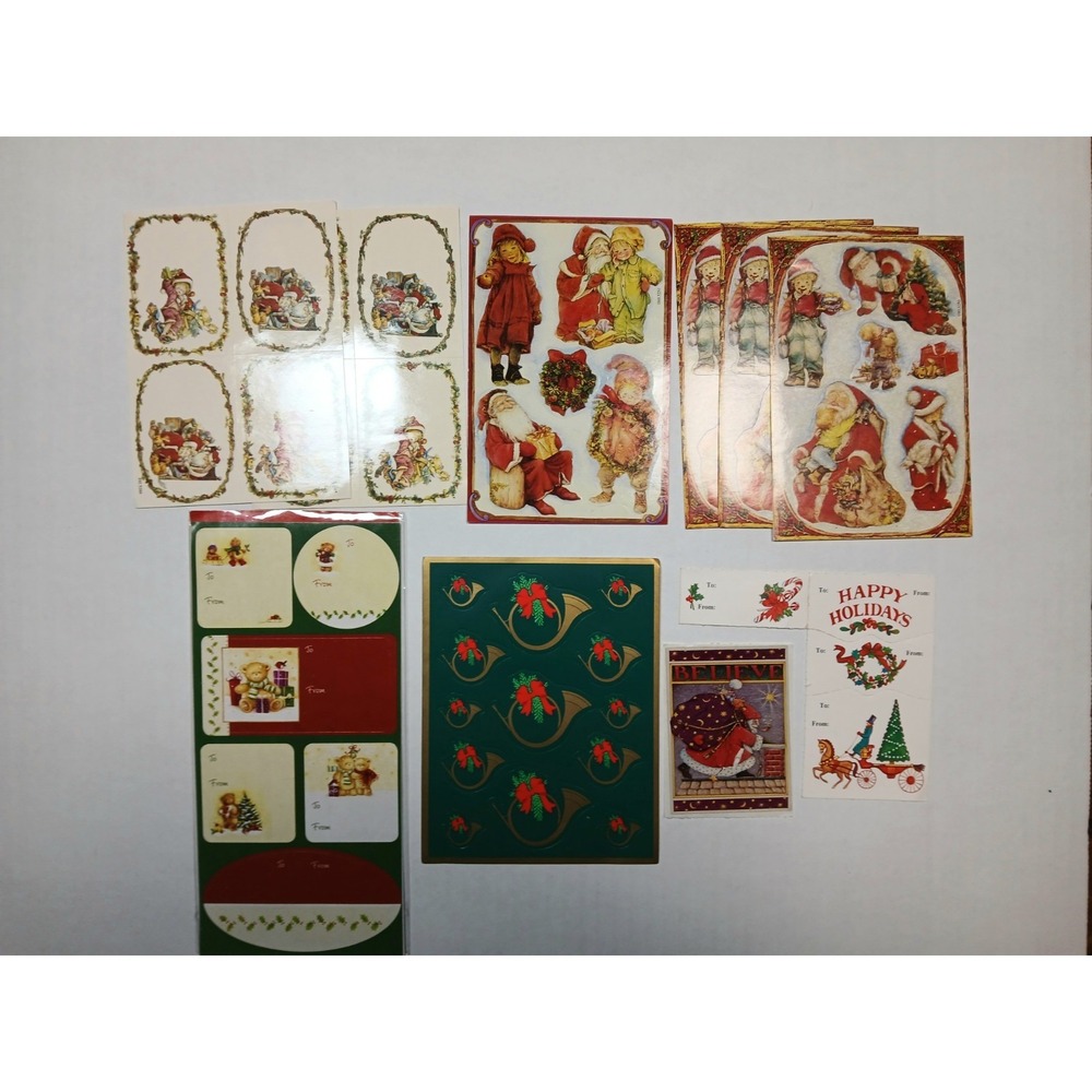 Vintage Christmas Sticker Sheets Lot - Santa, Victorian, 80s/90s Lot‎